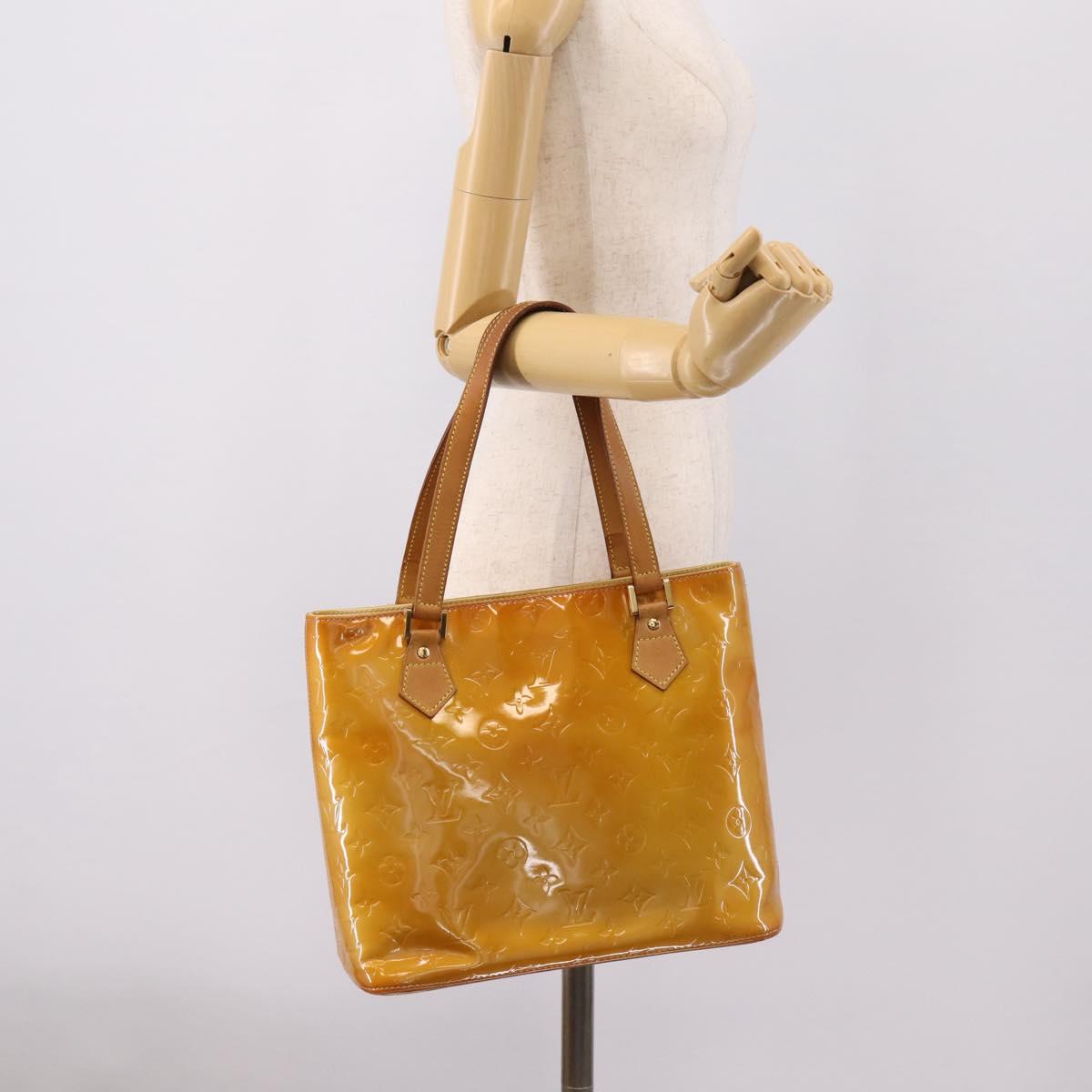 LOUIS VUITTON Monogram Vernis Houston Hand Bag Beige M91004 LV Auth ep16235