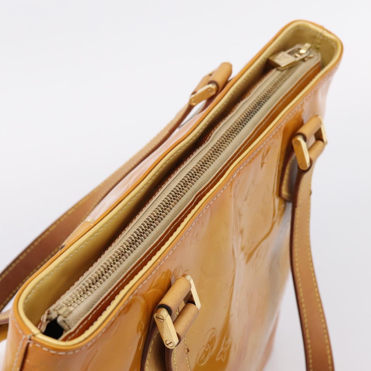 LOUIS VUITTON Monogram Vernis Houston Hand Bag Beige M91004 LV Auth ep16235