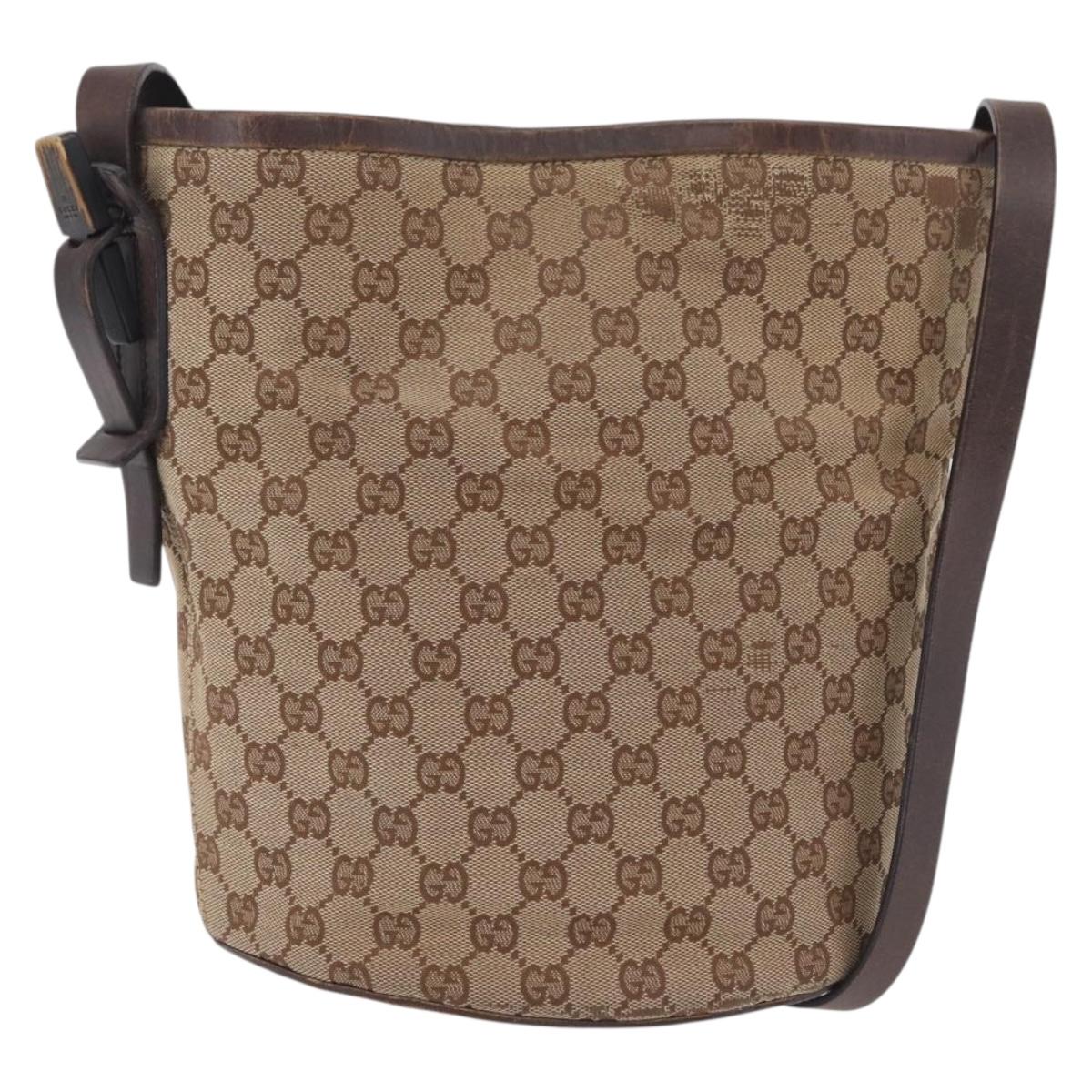 GUCCI GG Canvas Shoulder Bag Beige Silver 106240 Auth ep16240