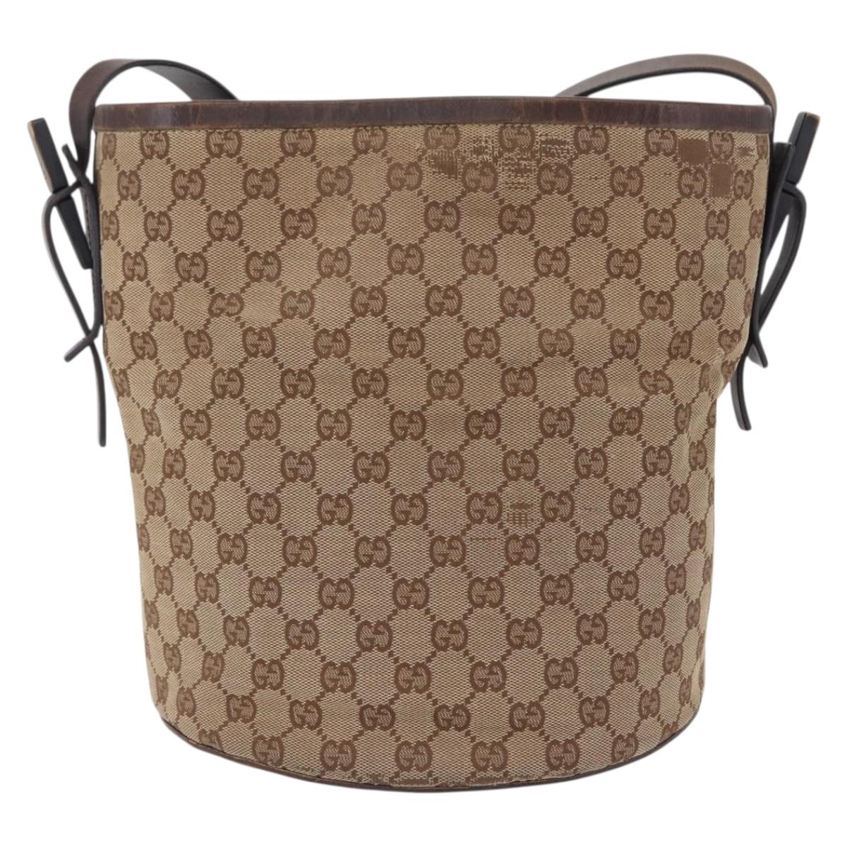GUCCI GG Canvas Shoulder Bag Beige Silver 106240 Auth ep16240