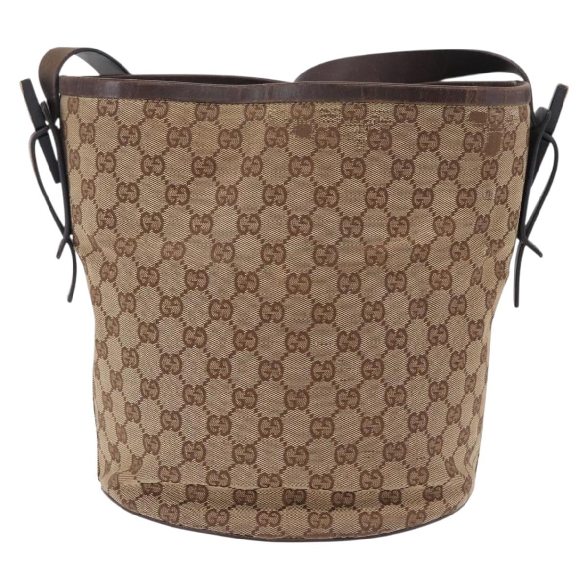 GUCCI GG Canvas Shoulder Bag Beige Silver 106240 Auth ep16240