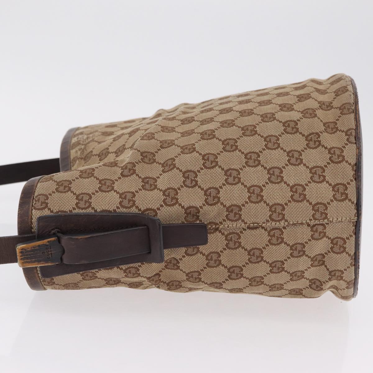 GUCCI GG Canvas Shoulder Bag Beige Silver 106240 Auth ep16240