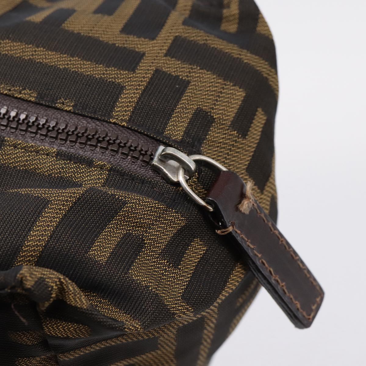 FENDI Zucca Canvas Hand Bag Black Brown Auth ep16243