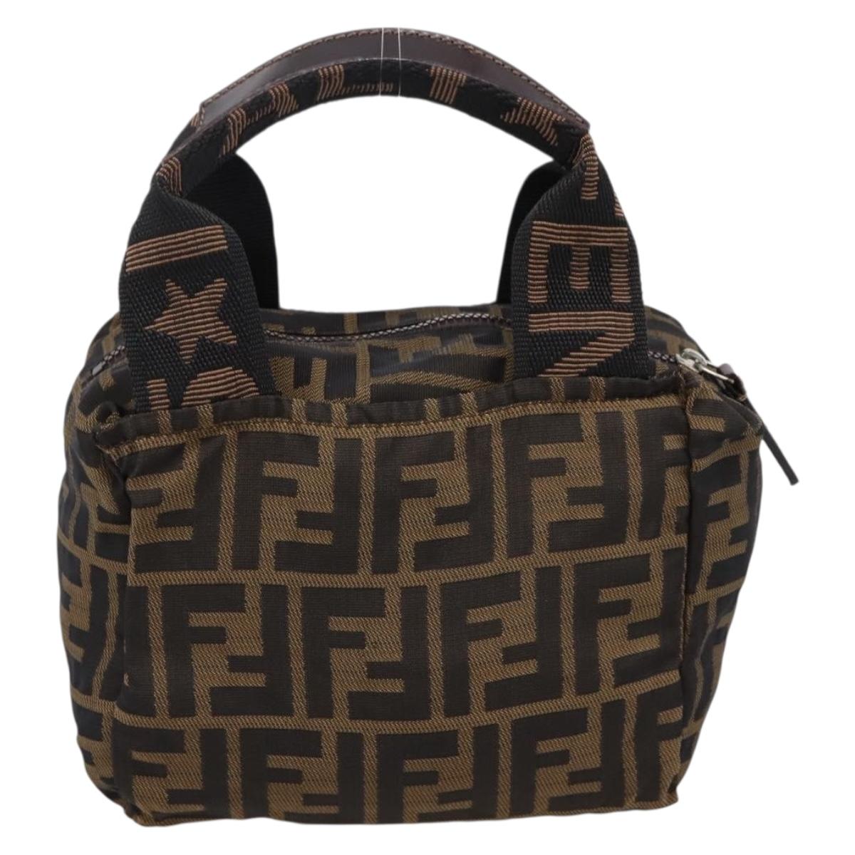 FENDI Zucca Canvas Hand Bag Black Brown Auth ep16243