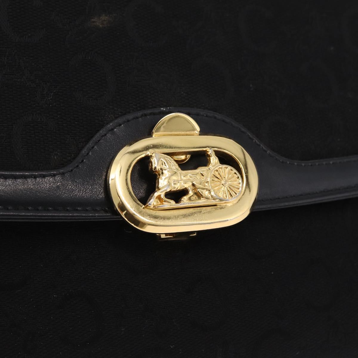 CELINE C Sulky Shoulder Bag Canvas Black Gold Auth ep16244