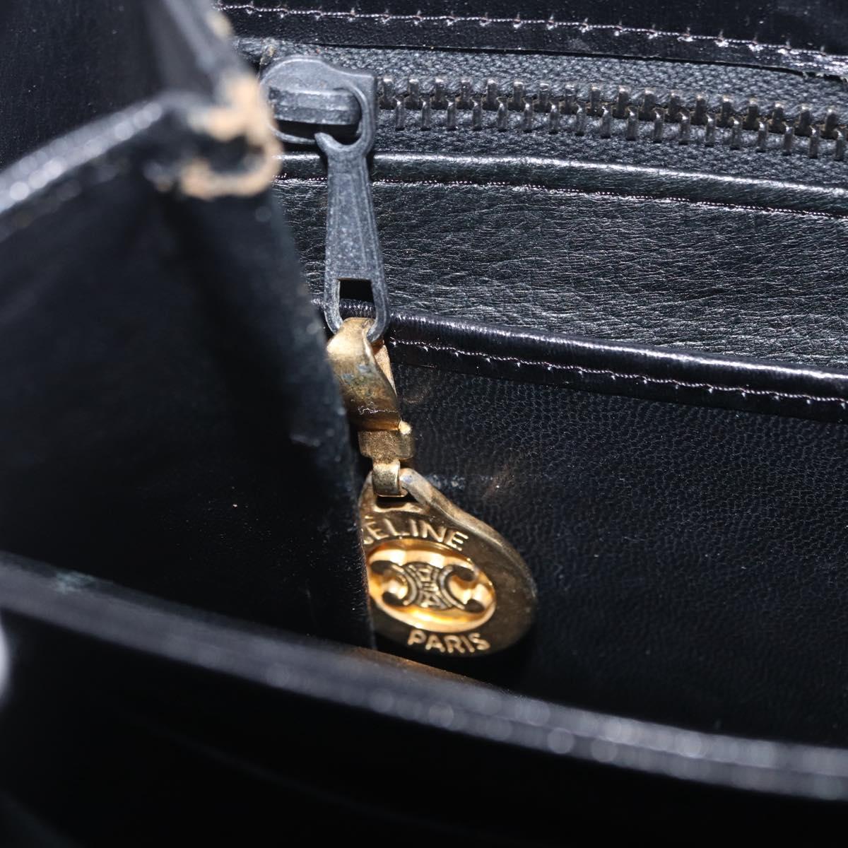 CELINE C Sulky Shoulder Bag Canvas Black Gold Auth ep16244