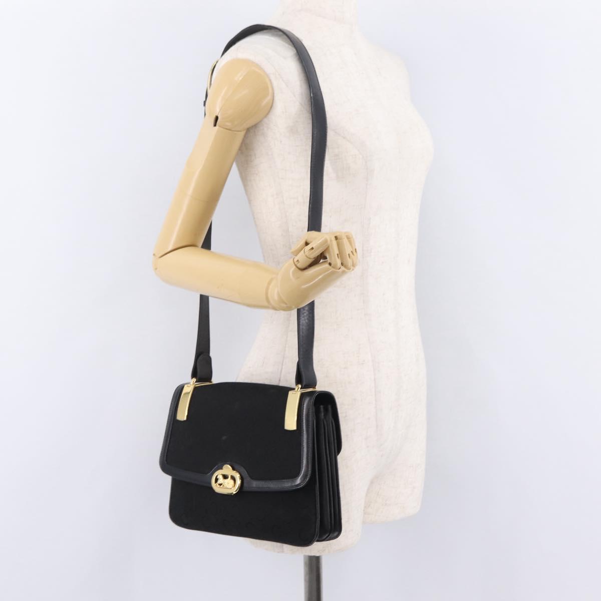 CELINE C Sulky Shoulder Bag Canvas Black Gold Auth ep16244