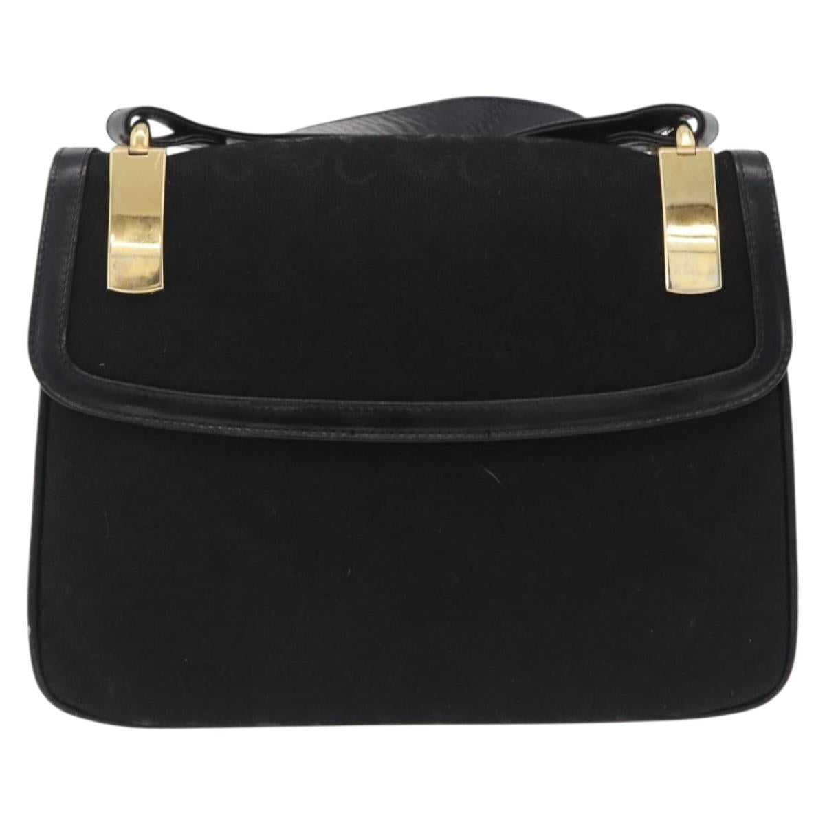 CELINE C Sulky Shoulder Bag Canvas Black Gold Auth ep16244