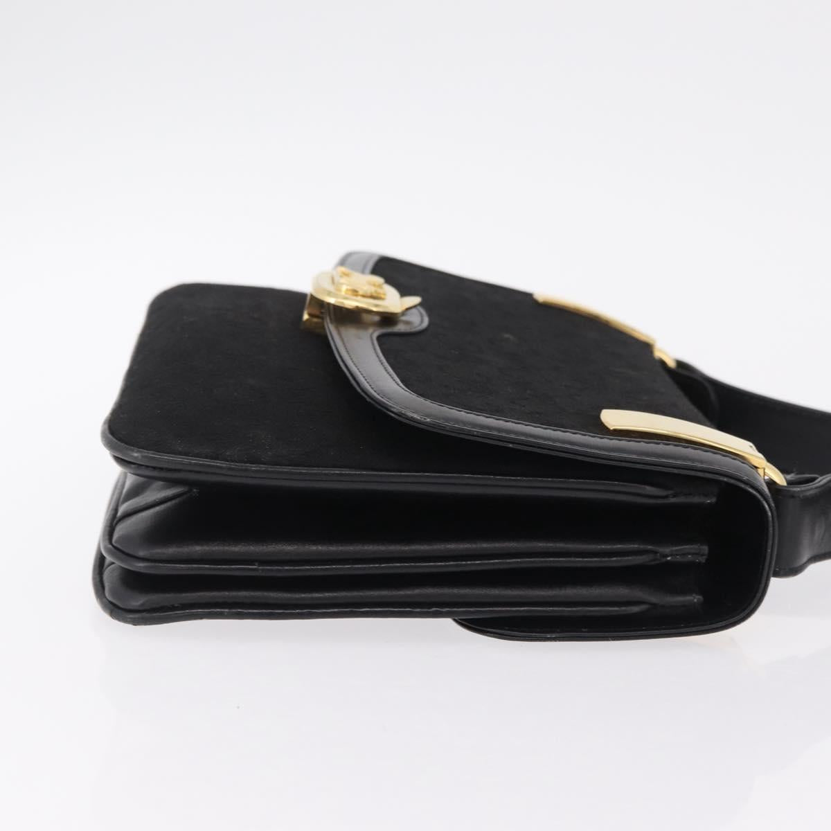 CELINE C Sulky Shoulder Bag Canvas Black Gold Auth ep16244