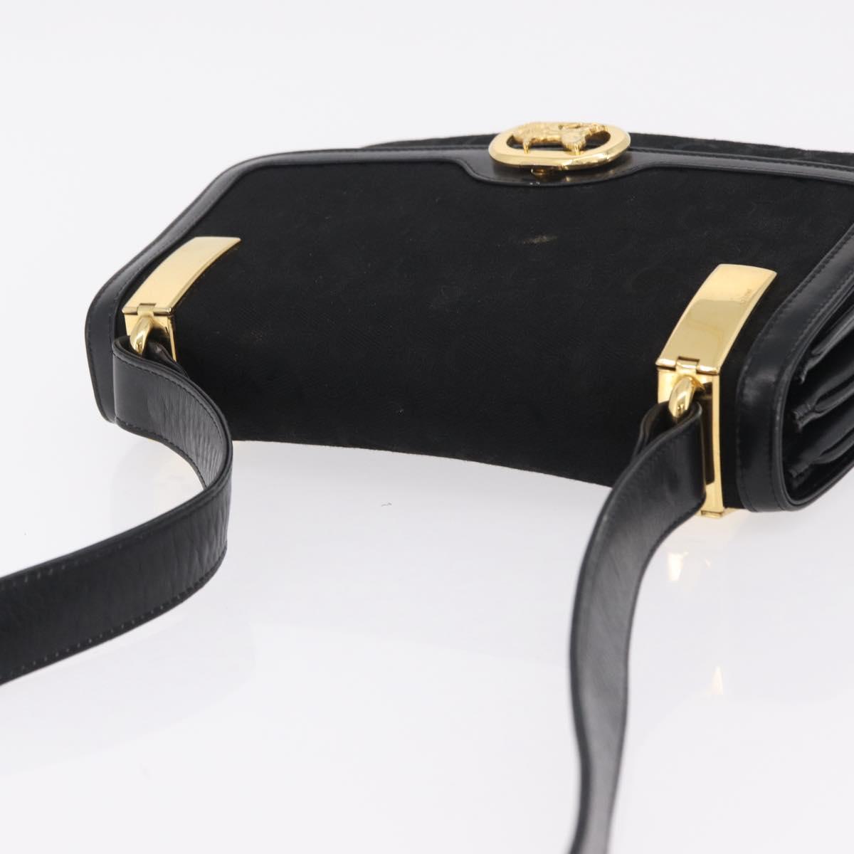 CELINE C Sulky Shoulder Bag Canvas Black Gold Auth ep16244