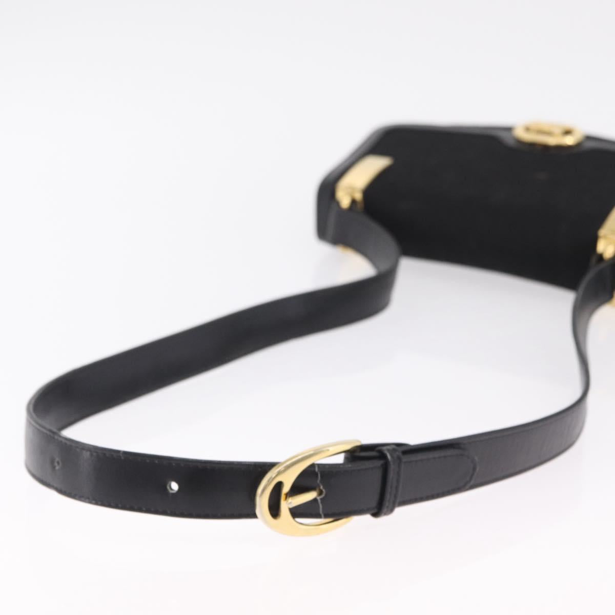 CELINE C Sulky Shoulder Bag Canvas Black Gold Auth ep16244
