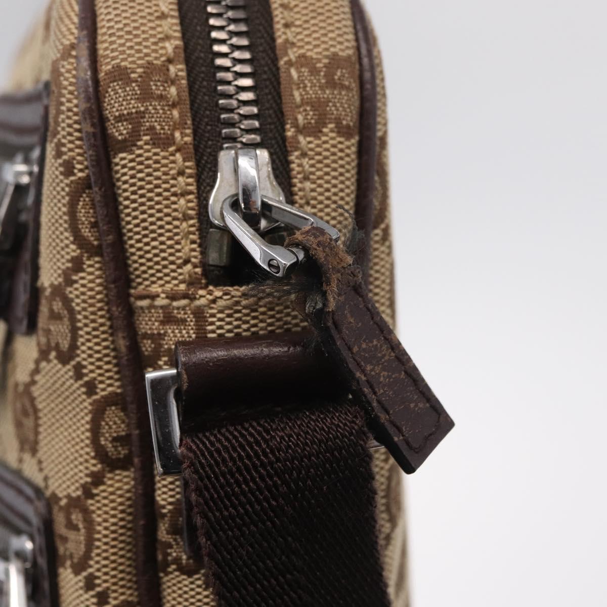 GUCCI GG Canvas Shoulder Bag Beige Silver 92551 Auth ep16248