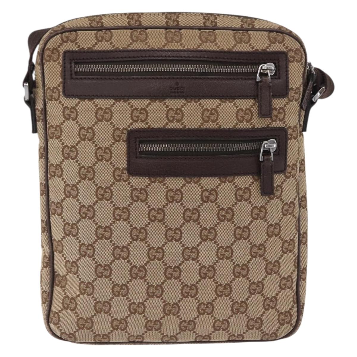 GUCCI GG Canvas Shoulder Bag Beige Silver 92551 Auth ep16248