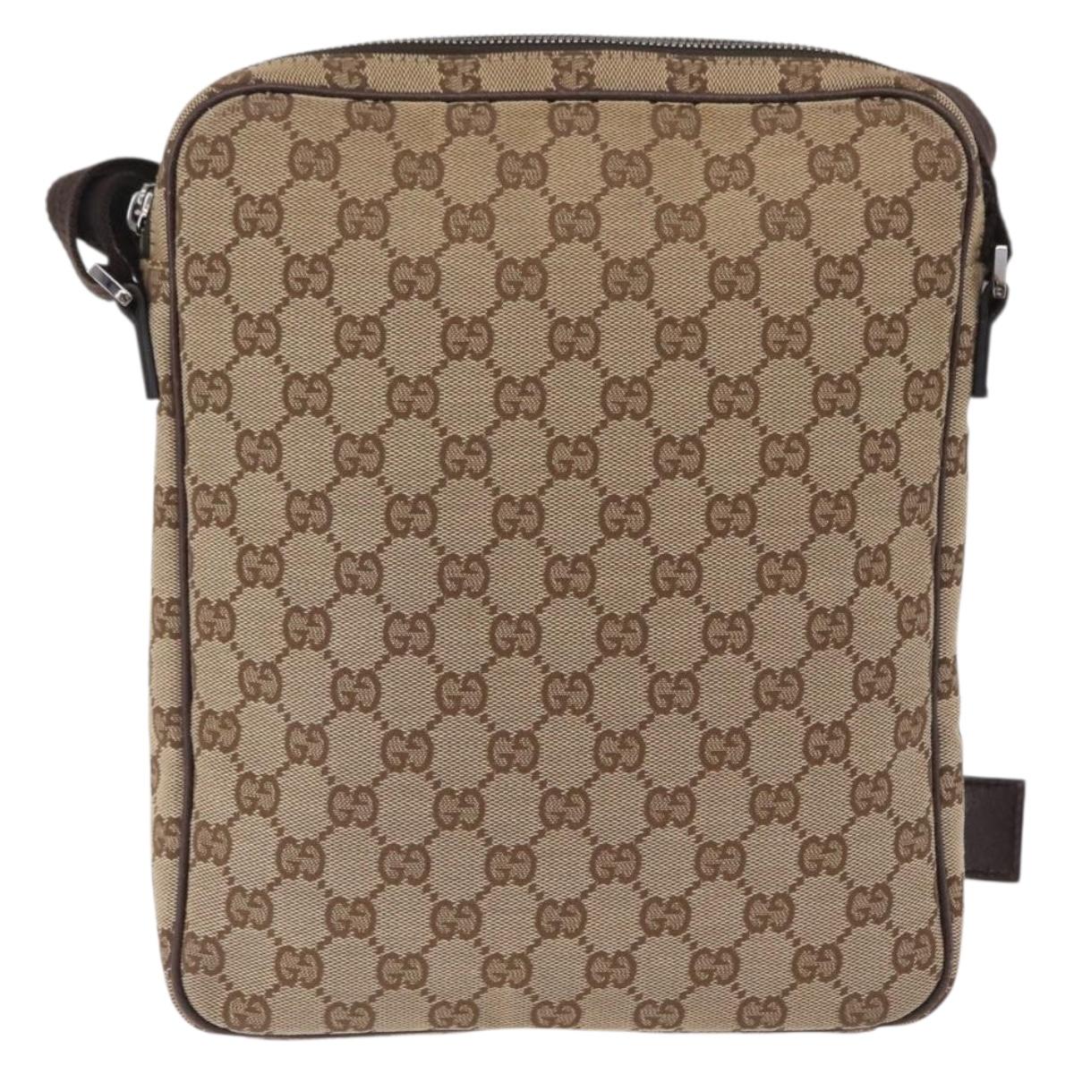 GUCCI GG Canvas Shoulder Bag Beige Silver 92551 Auth ep16248