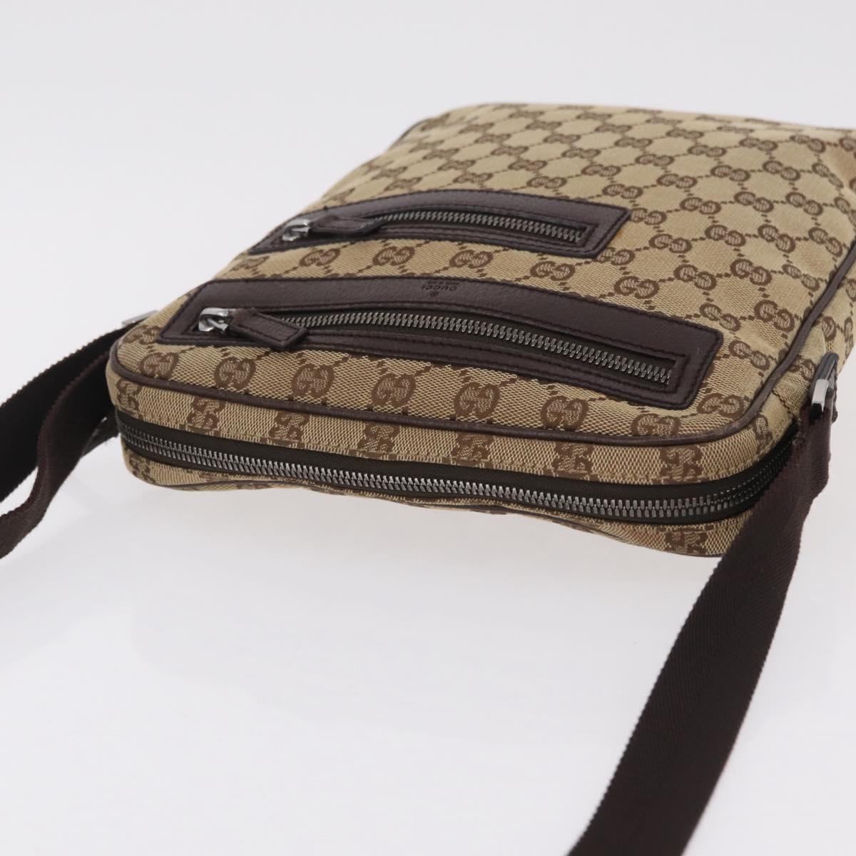GUCCI GG Canvas Shoulder Bag Beige Silver 92551 Auth ep16248