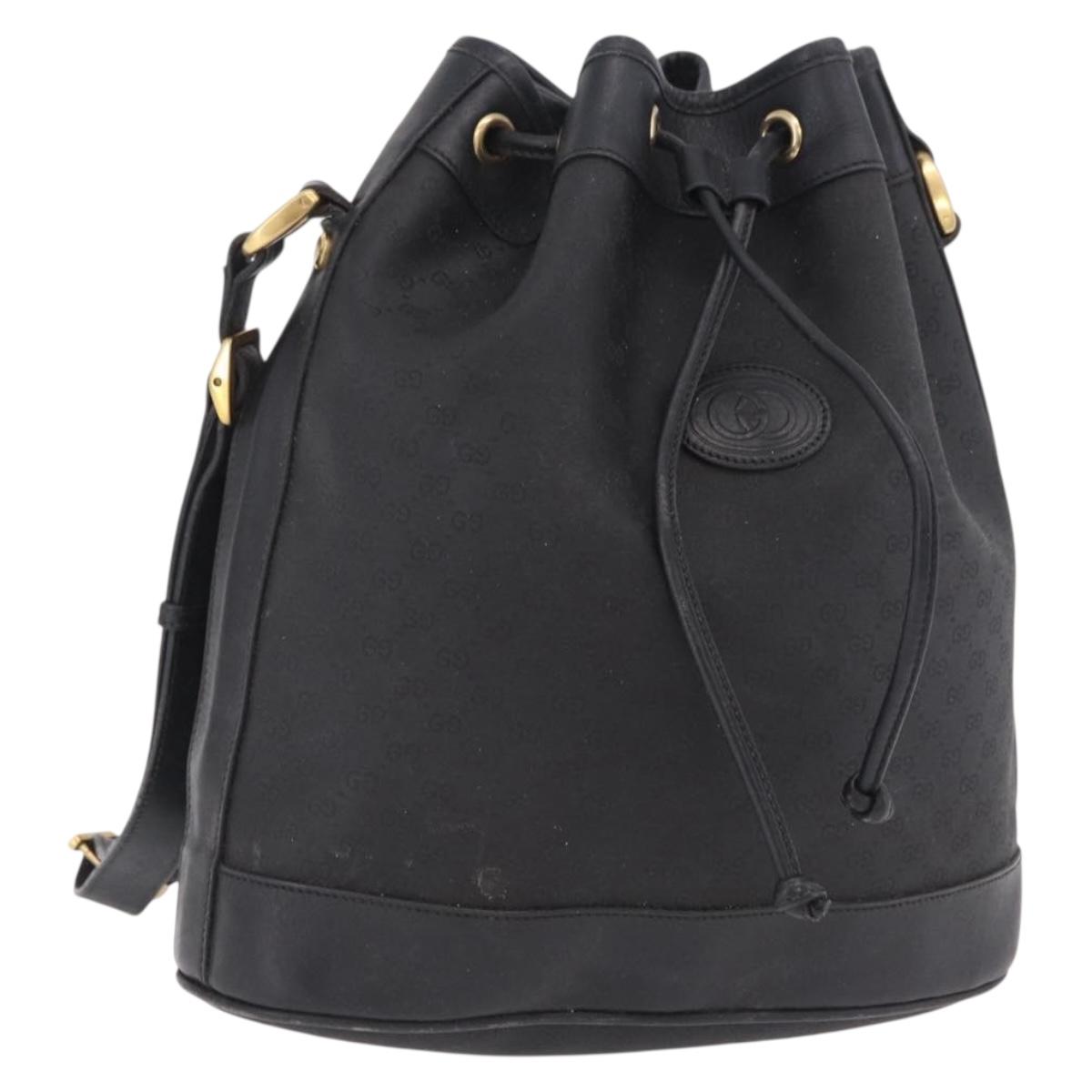 GUCCI Micro GG Supreme Shoulder Bag PVC Black Gold 001 86 0533 Auth ep16249