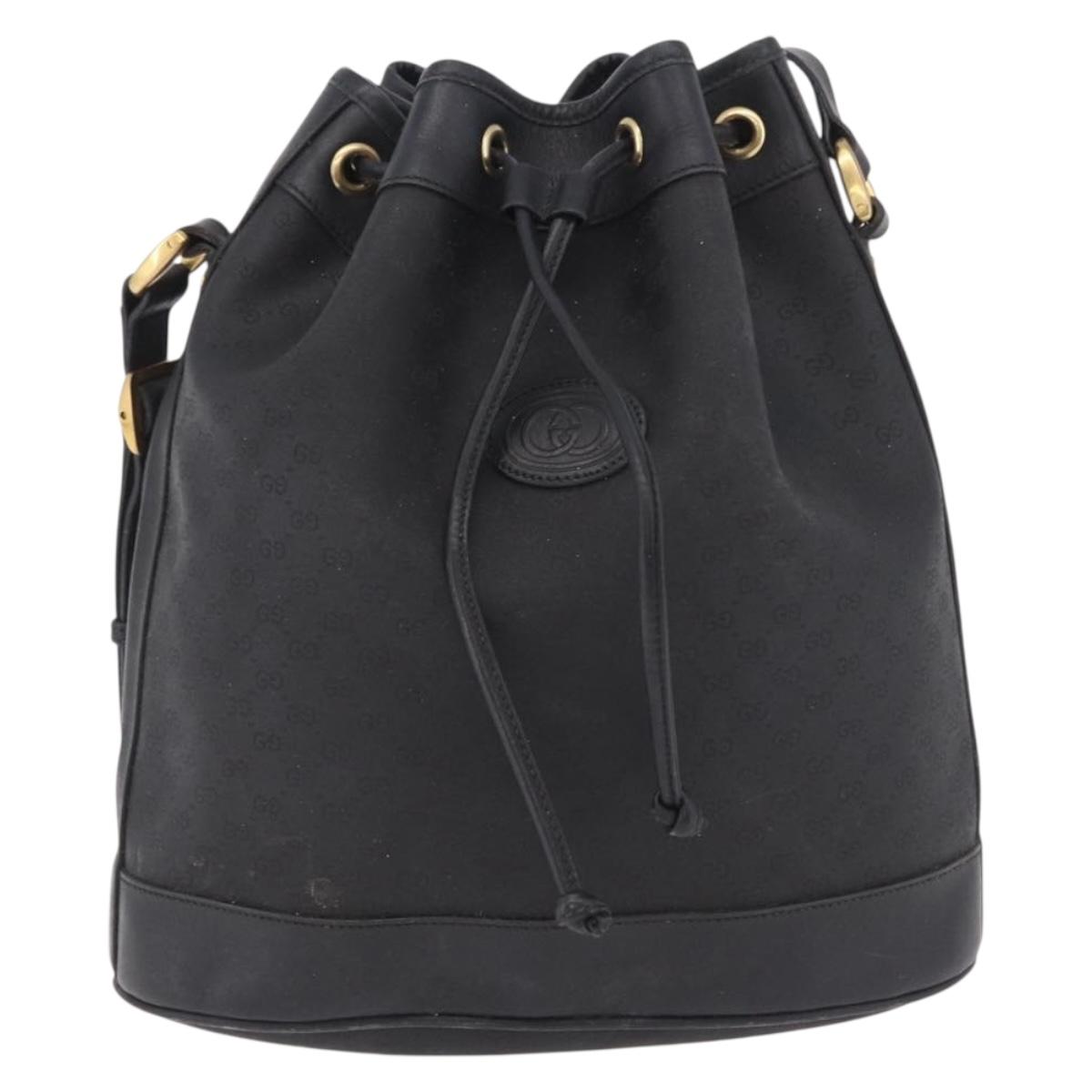 GUCCI Micro GG Supreme Shoulder Bag PVC Black Gold 001 86 0533 Auth ep16249