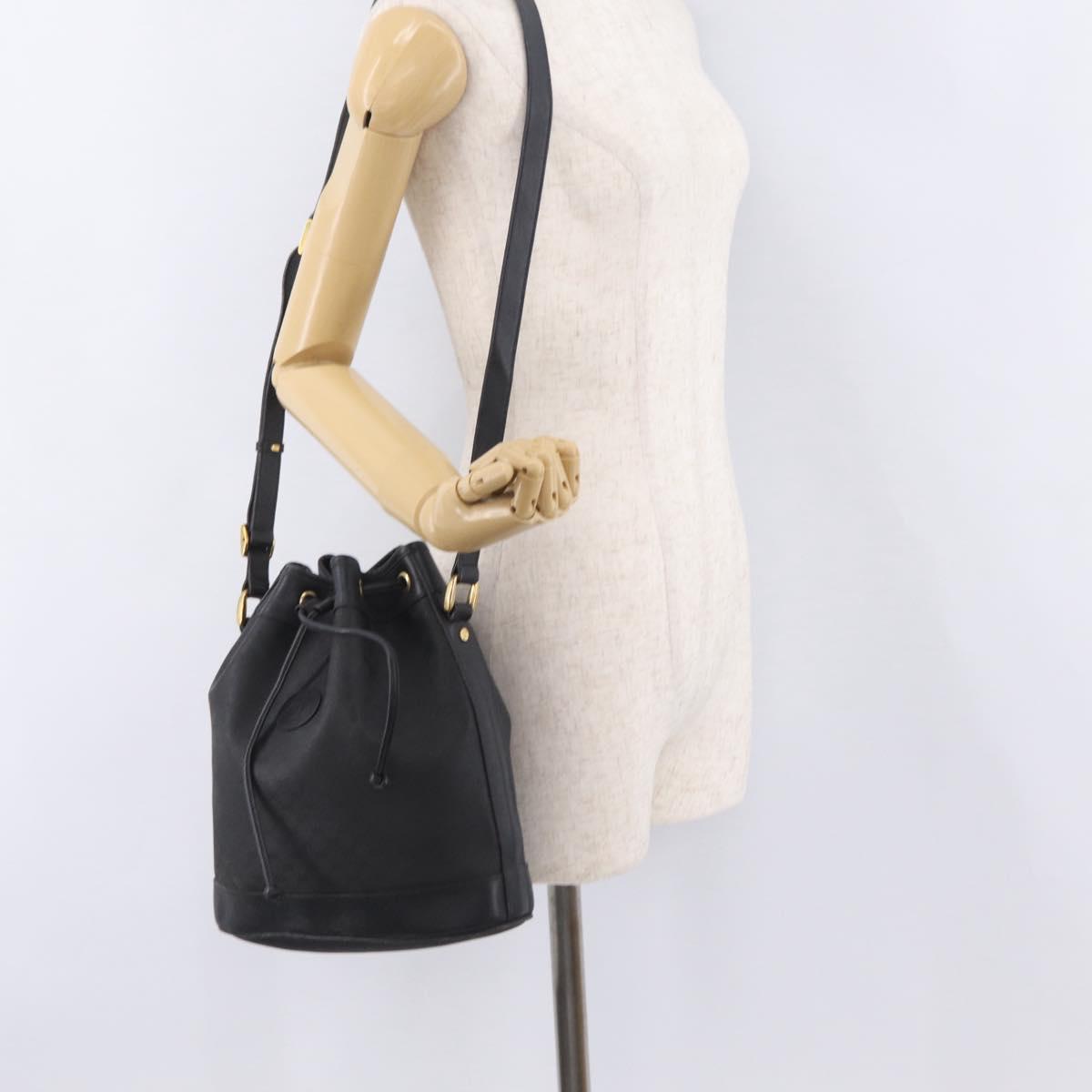 GUCCI Micro GG Supreme Shoulder Bag PVC Black Gold 001 86 0533 Auth ep16249