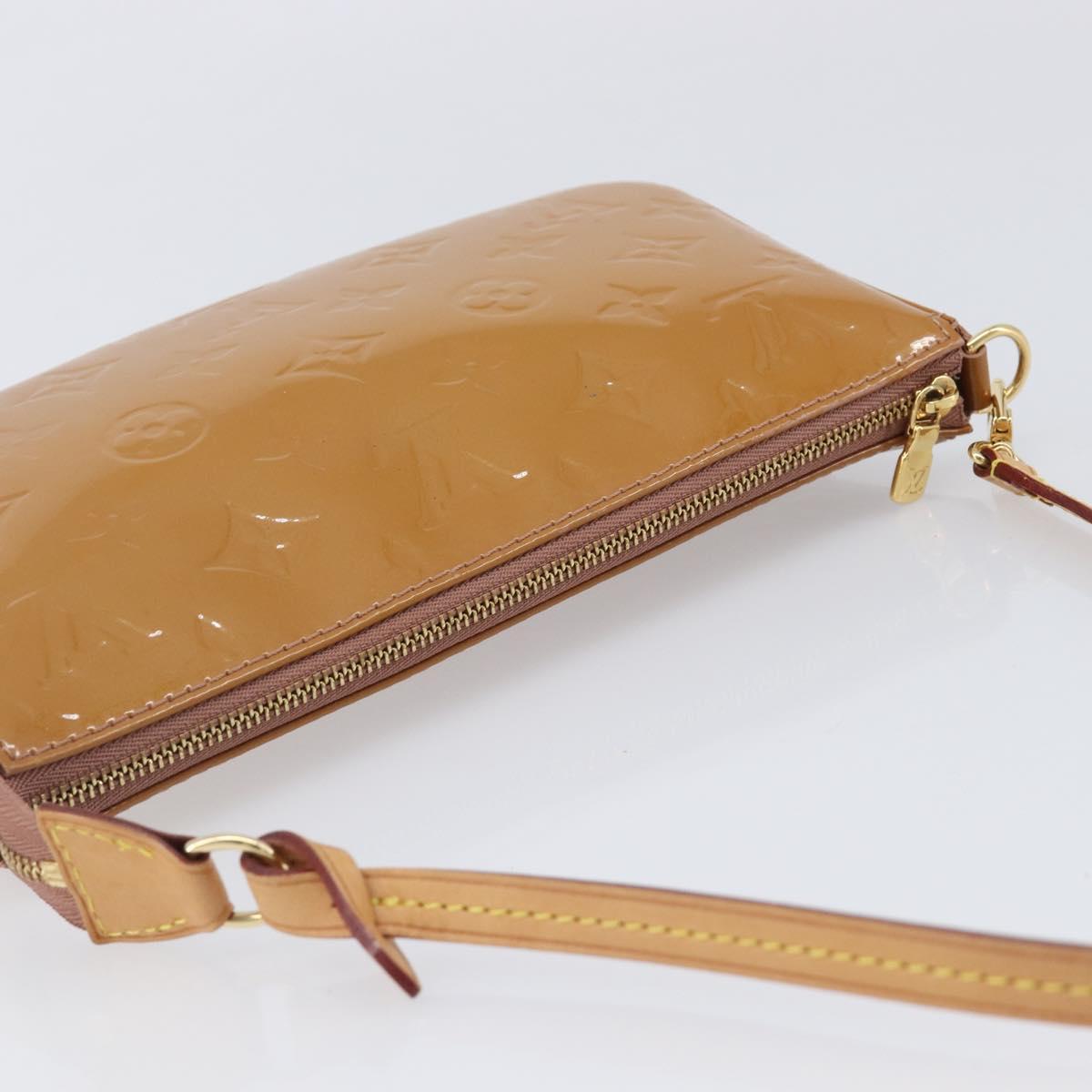 LOUIS VUITTON Monogram Vernis Pochette Pouch Rose Velours M91575 Auth ep16250A