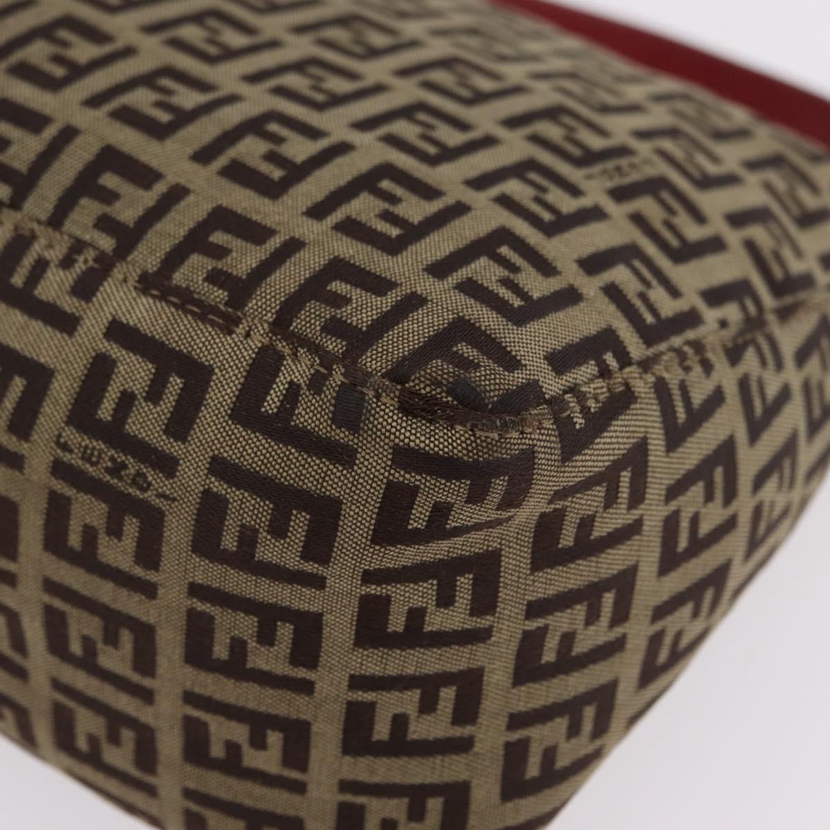 FENDI Zucchino Canvas Hand Bag Beige Gold Auth ep16251