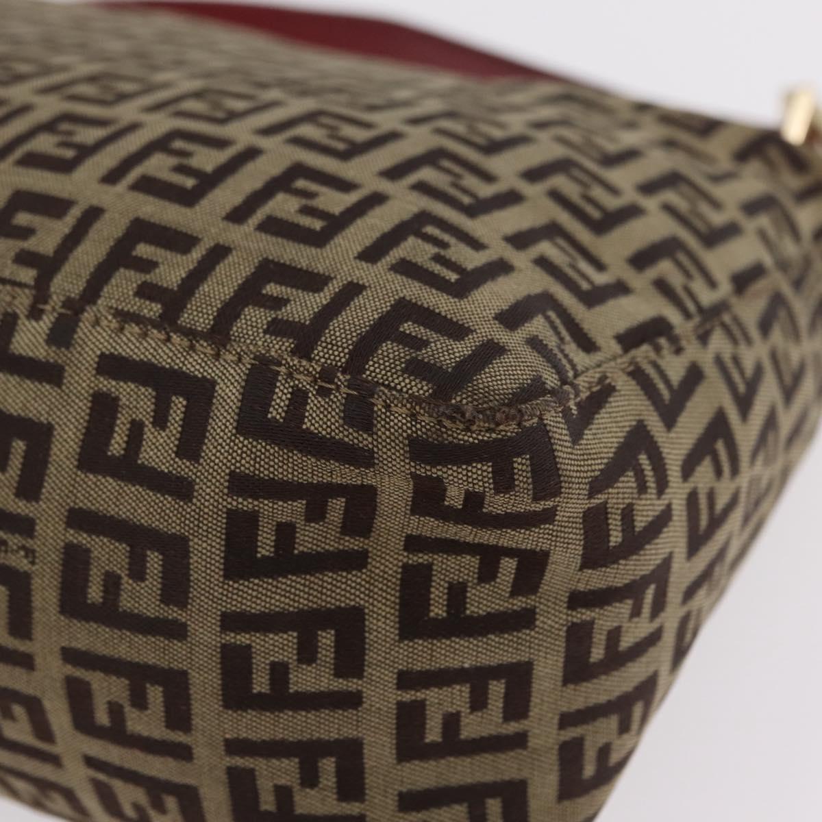 FENDI Zucchino Canvas Hand Bag Beige Gold Auth ep16251
