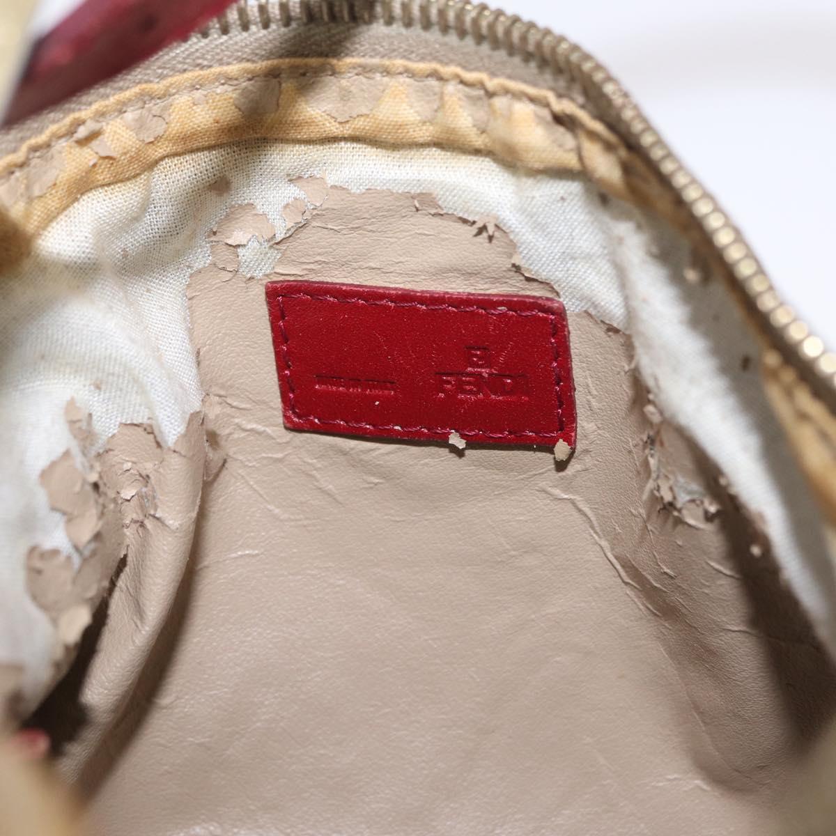 FENDI Zucchino Canvas Hand Bag Beige Gold Auth ep16251