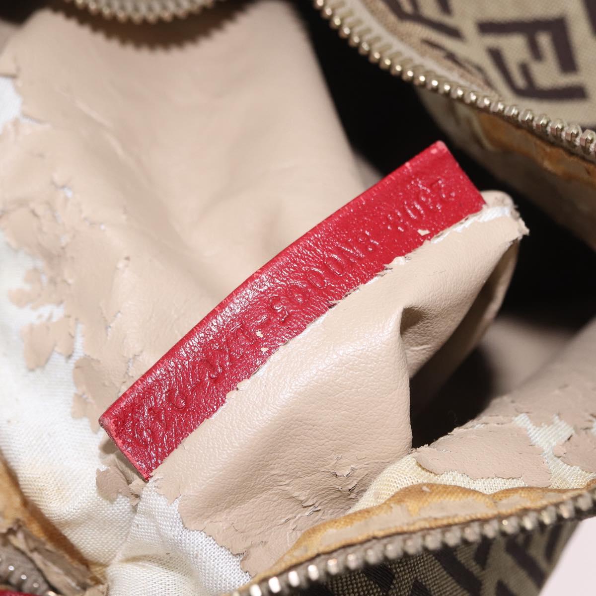 FENDI Zucchino Canvas Hand Bag Beige Gold Auth ep16251