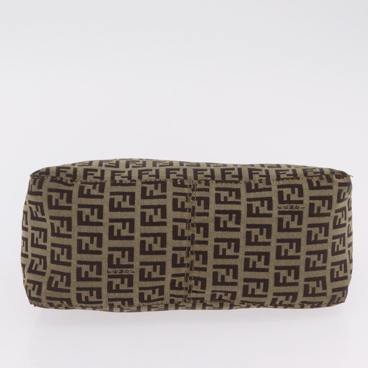 FENDI Zucchino Canvas Hand Bag Beige Gold Auth ep16251