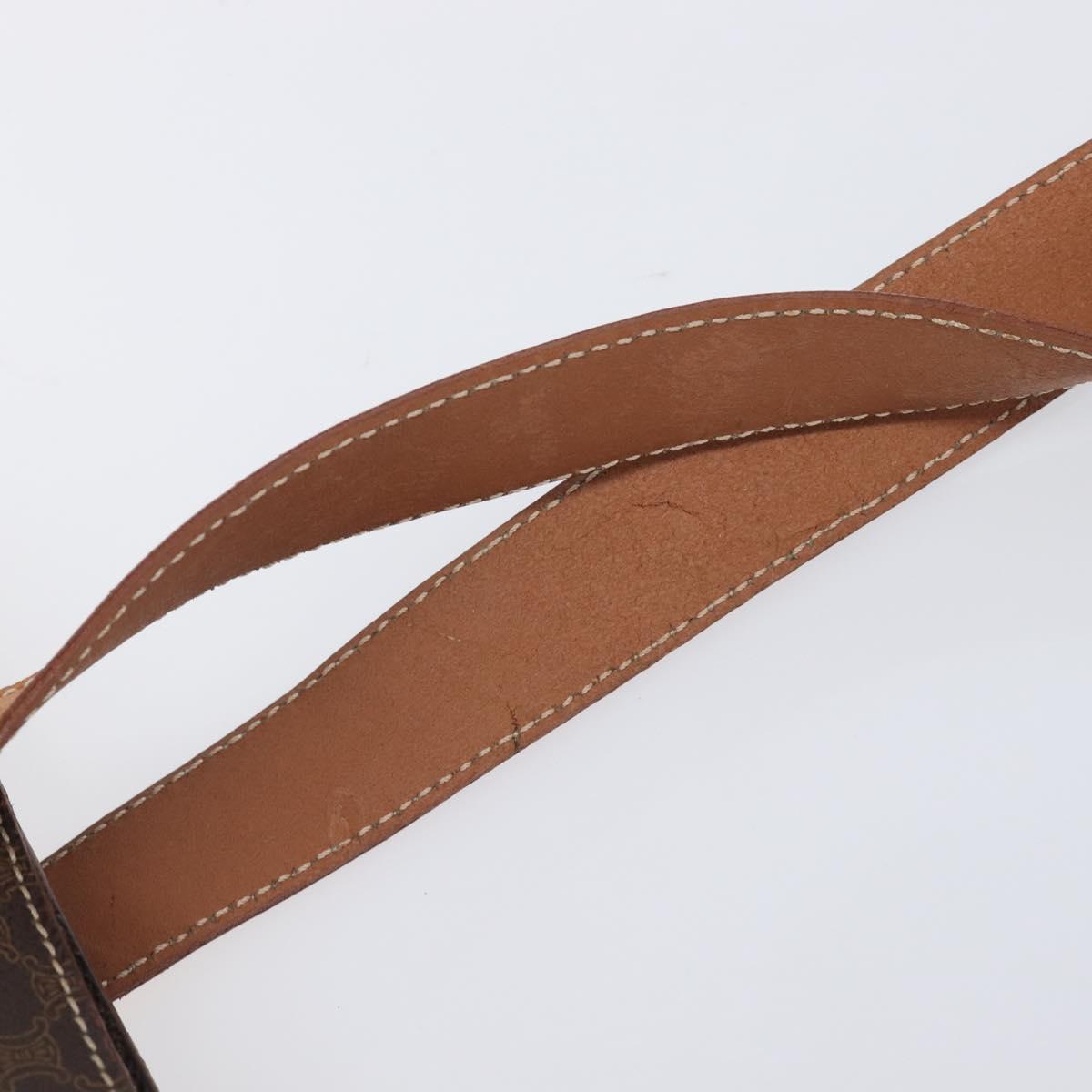 CELINE Macadam Canvas Tote Bag PVC Leather Brown Gold Auth ep16252