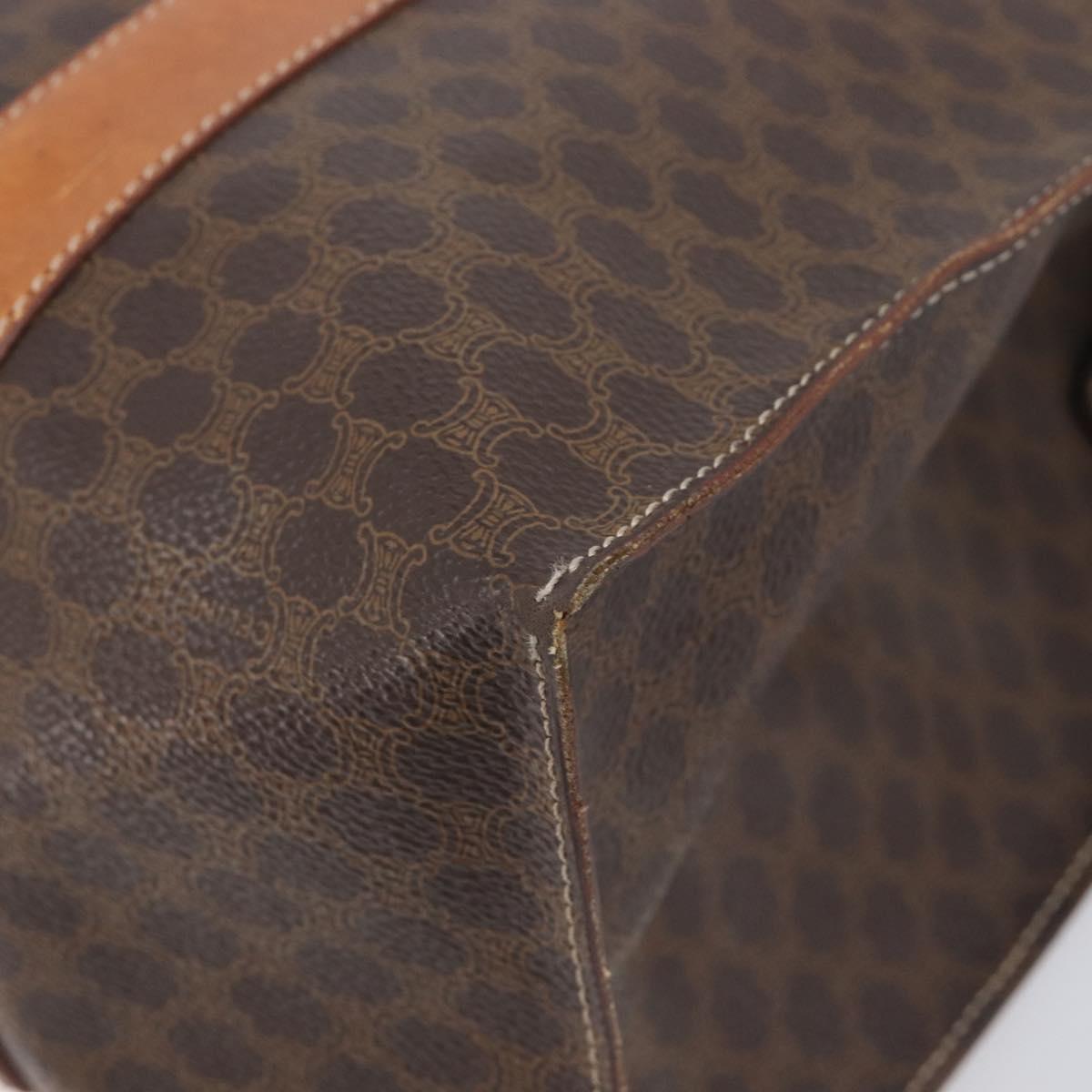 CELINE Macadam Canvas Tote Bag PVC Leather Brown Gold Auth ep16252