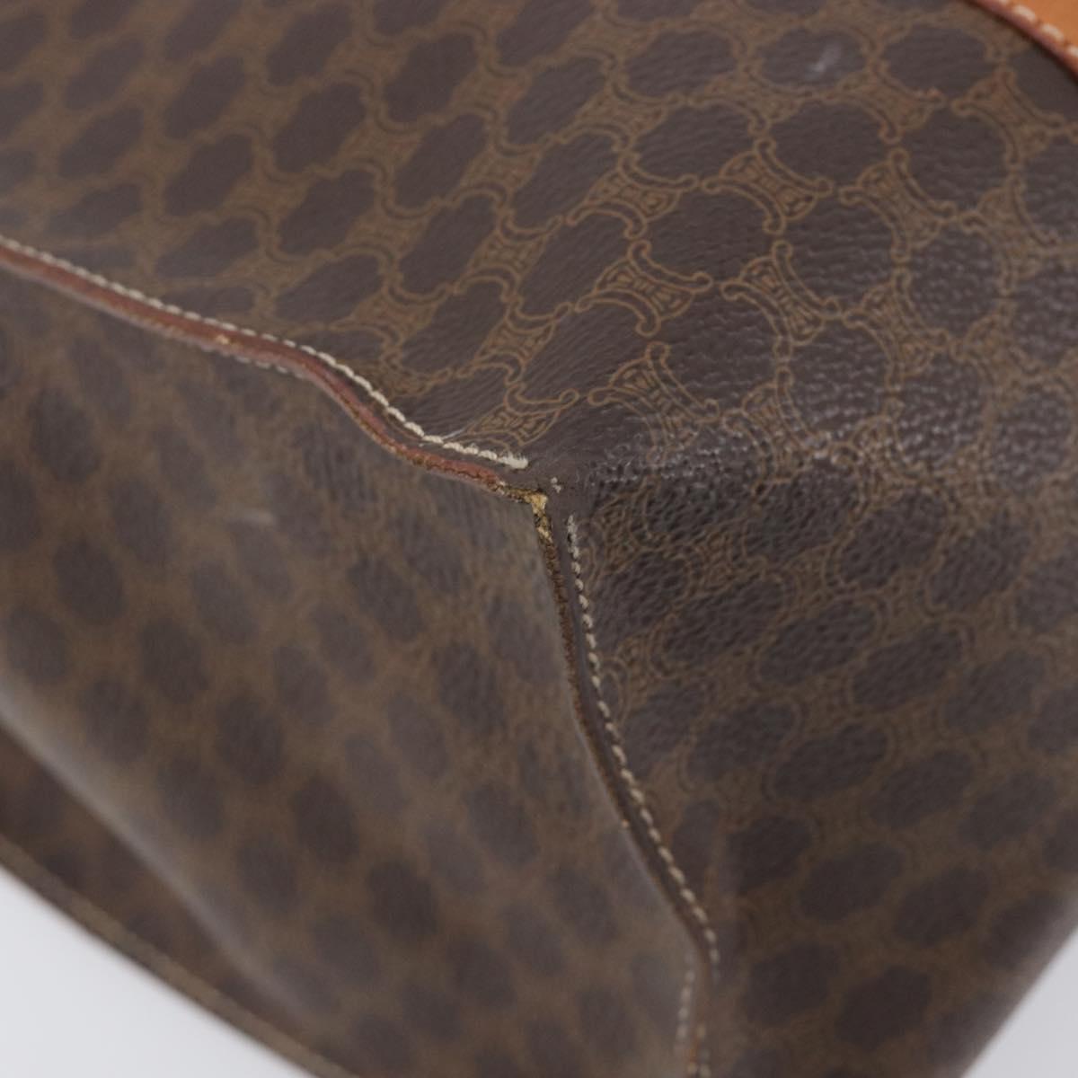 CELINE Macadam Canvas Tote Bag PVC Leather Brown Gold Auth ep16252