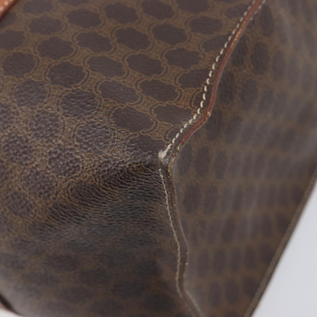CELINE Macadam Canvas Tote Bag PVC Leather Brown Gold Auth ep16252