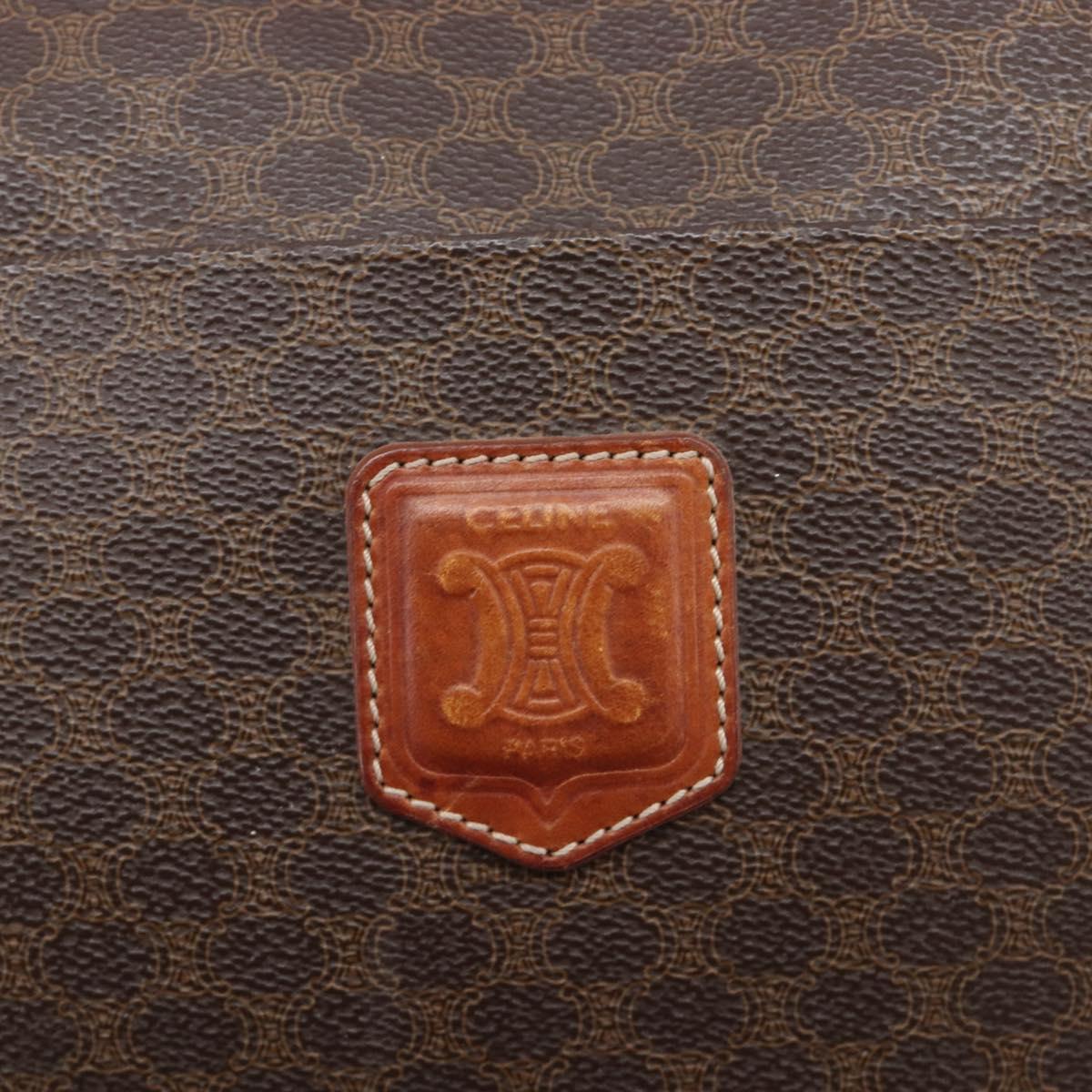 CELINE Macadam Canvas Tote Bag PVC Leather Brown Gold Auth ep16252