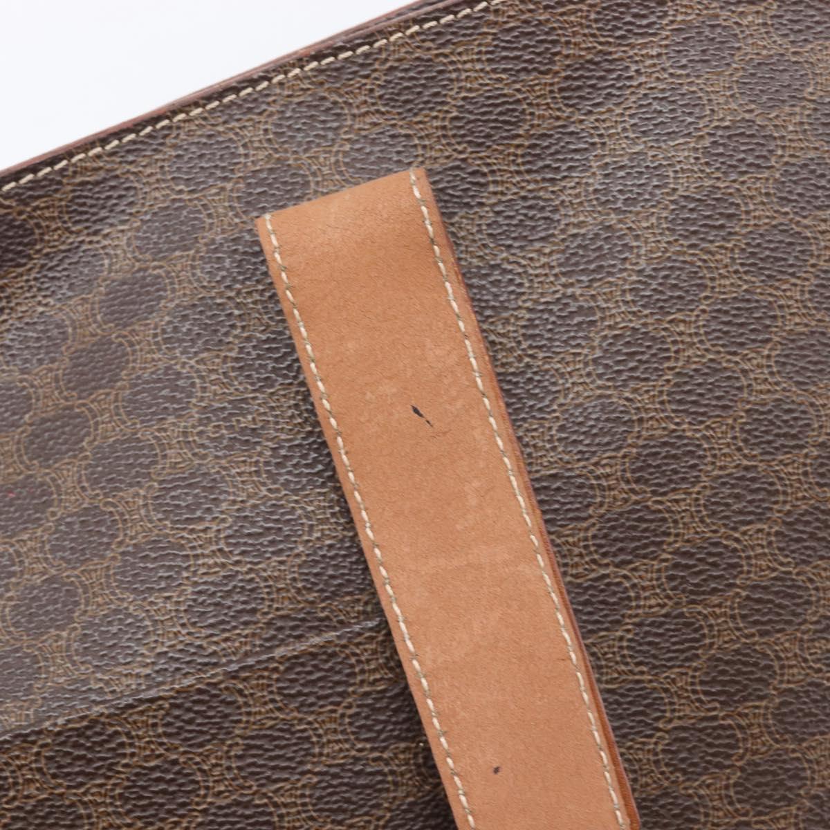 CELINE Macadam Canvas Tote Bag PVC Leather Brown Gold Auth ep16252