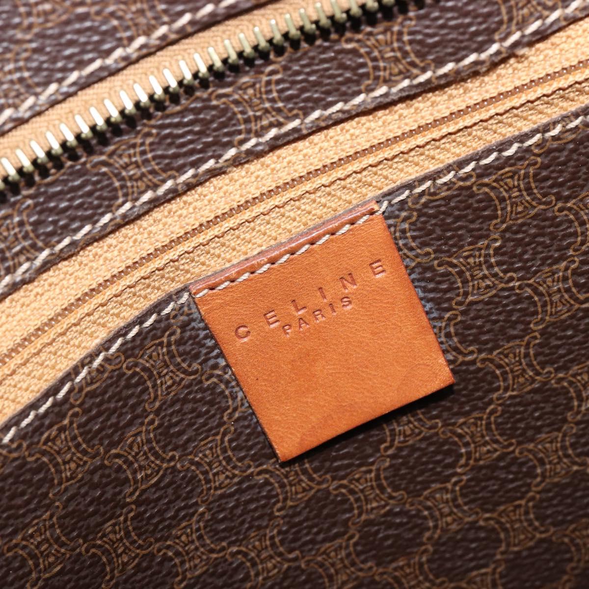 CELINE Macadam Canvas Tote Bag PVC Leather Brown Gold Auth ep16252