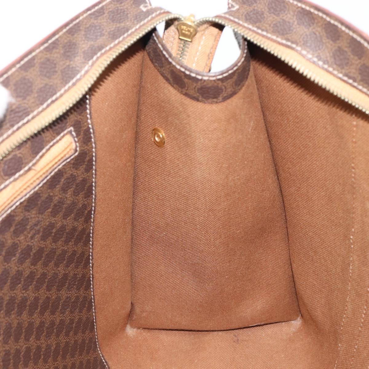 CELINE Macadam Canvas Tote Bag PVC Leather Brown Gold Auth ep16252