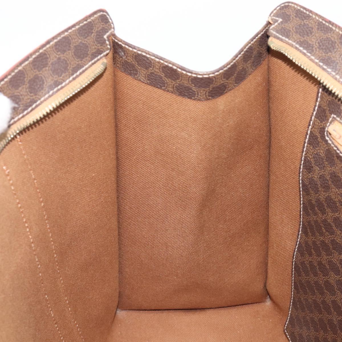 CELINE Macadam Canvas Tote Bag PVC Leather Brown Gold Auth ep16252