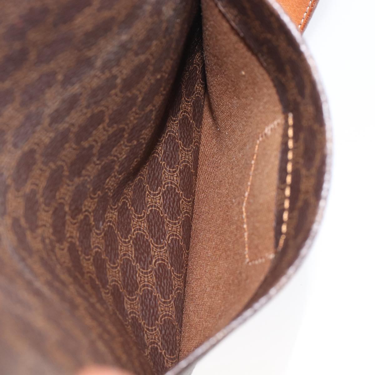 CELINE Macadam Canvas Tote Bag PVC Leather Brown Gold Auth ep16252