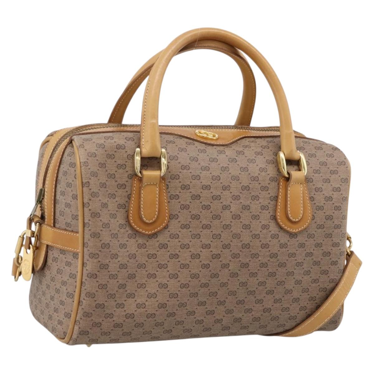 GUCCI Micro GG Supreme Hand Bag PVC 2way Beige Gold 67 02 4422 Auth ep16253