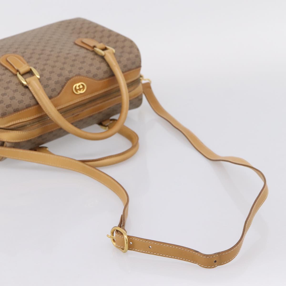 GUCCI Micro GG Supreme Hand Bag PVC 2way Beige Gold 67 02 4422 Auth ep16253