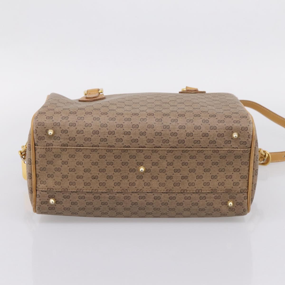 GUCCI Micro GG Supreme Hand Bag PVC 2way Beige Gold 67 02 4422 Auth ep16253