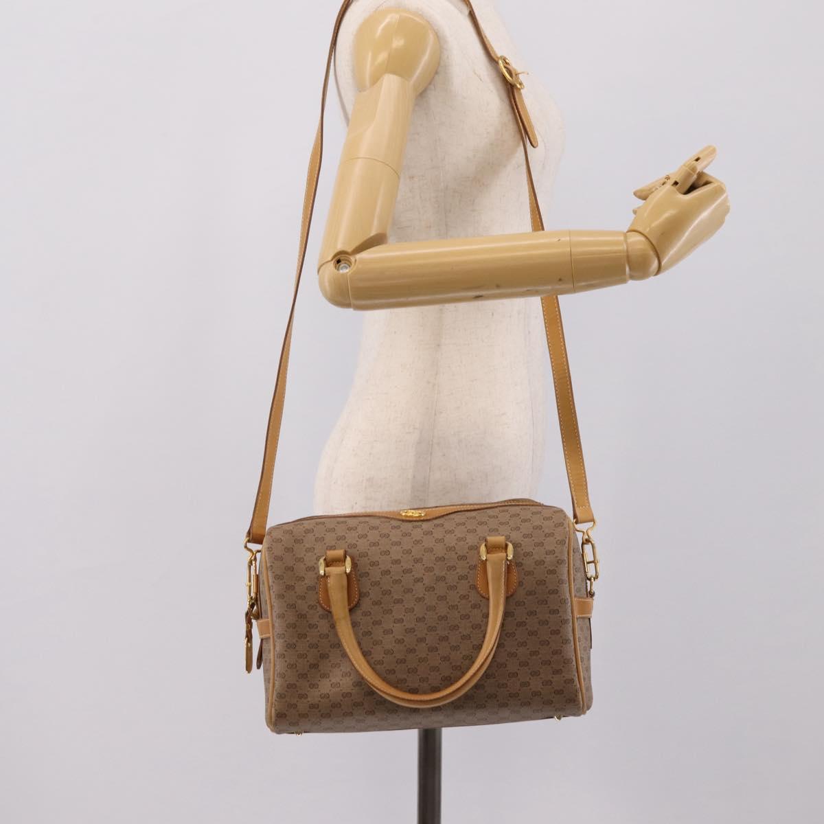 GUCCI Micro GG Supreme Hand Bag PVC 2way Beige Gold 67 02 4422 Auth ep16253