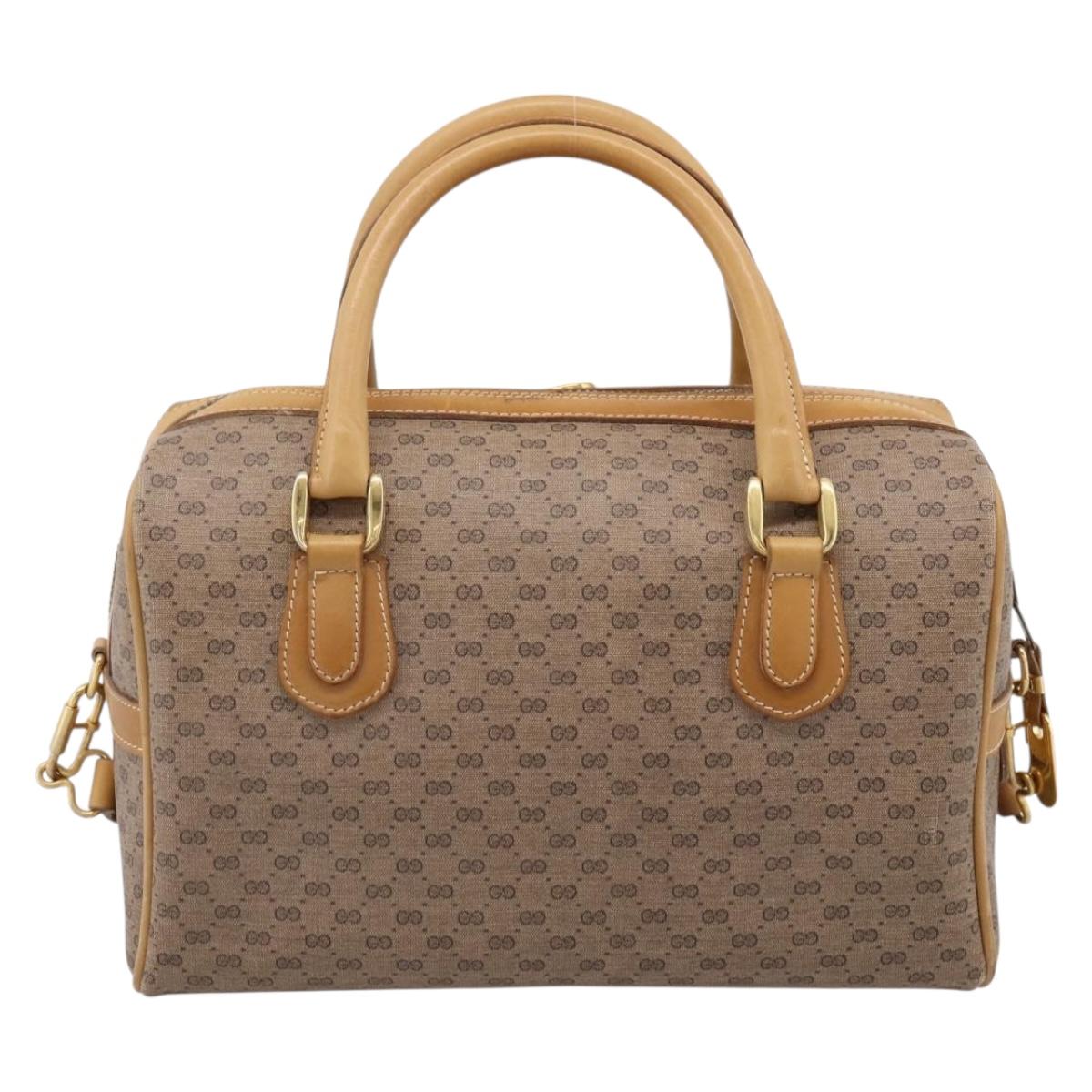 GUCCI Micro GG Supreme Hand Bag PVC 2way Beige Gold 67 02 4422 Auth ep16253
