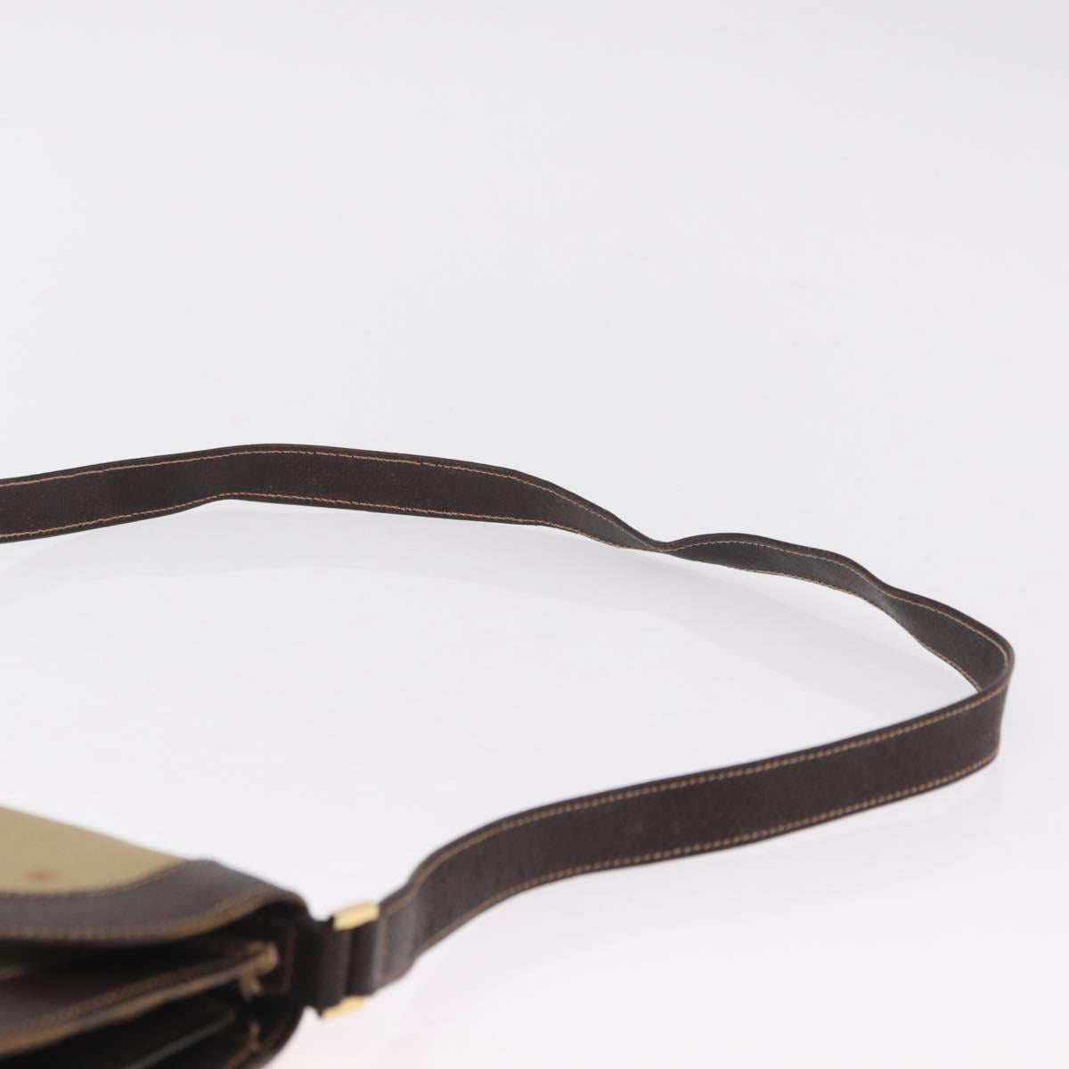 GUCCI Web Sherry Line Shoulder Bag Canvas Beige Gold Auth ep16256