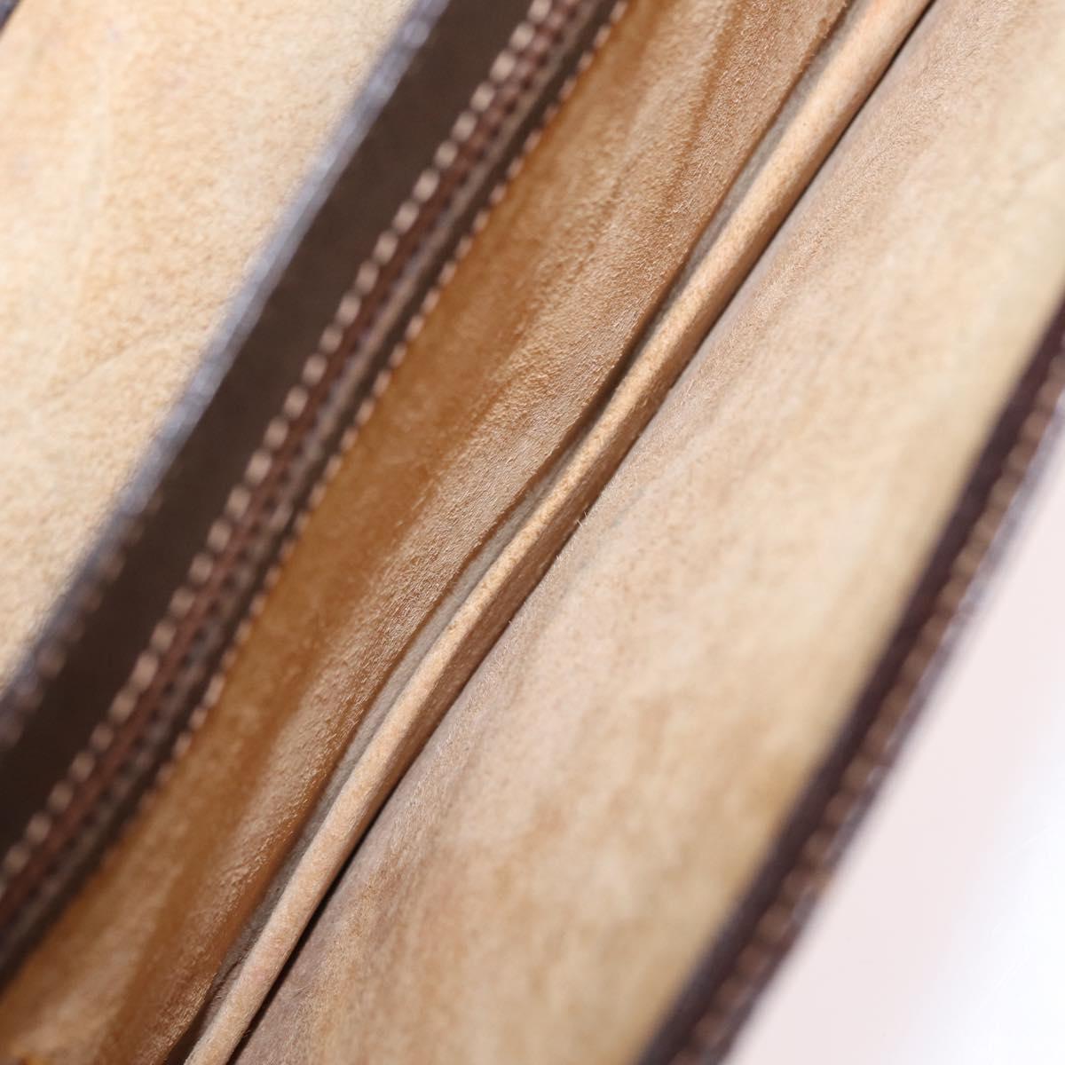 GUCCI Web Sherry Line Shoulder Bag Canvas Beige Gold Auth ep16256