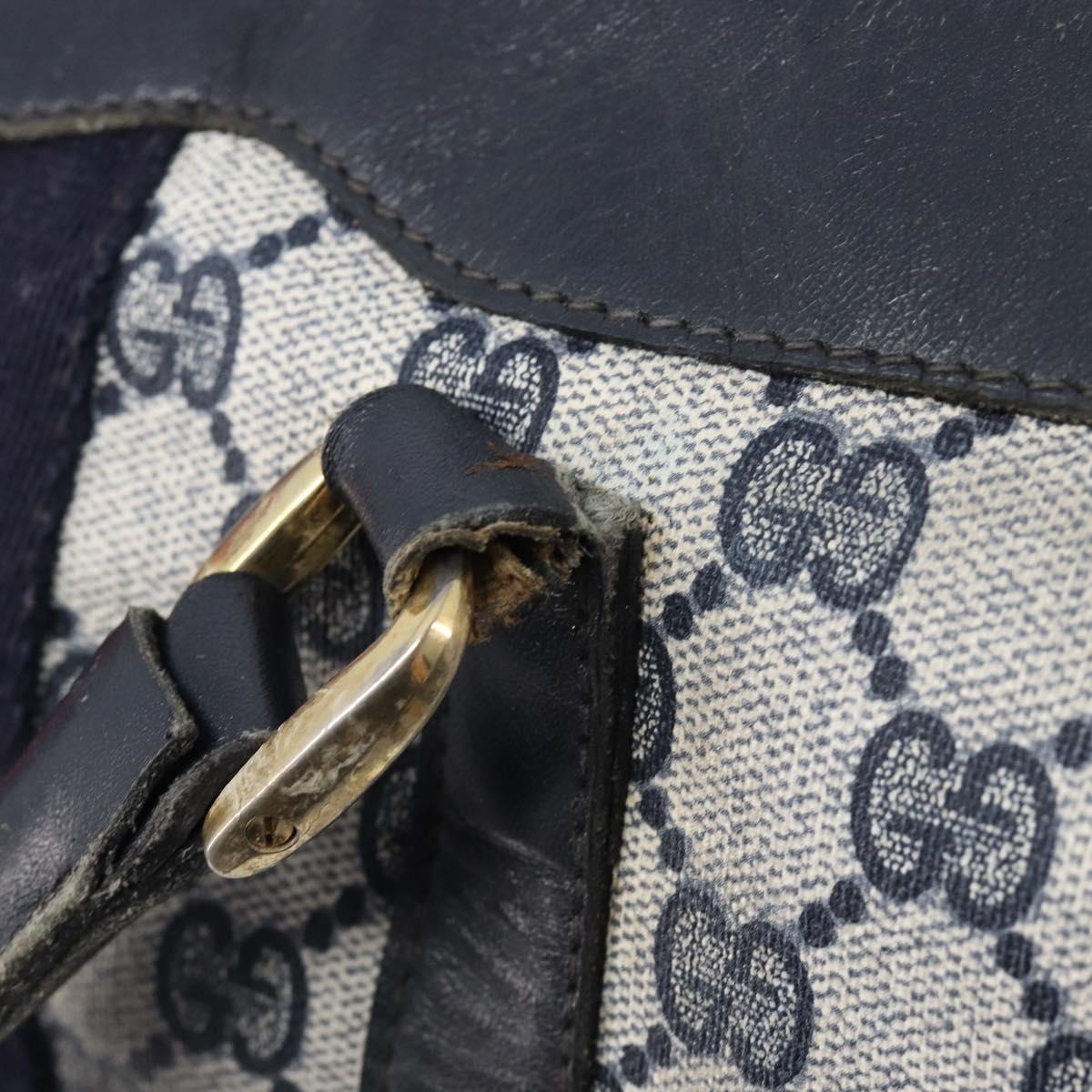 GUCCI GG Supreme Boston Bag PVC Navy Gold Auth ep16260