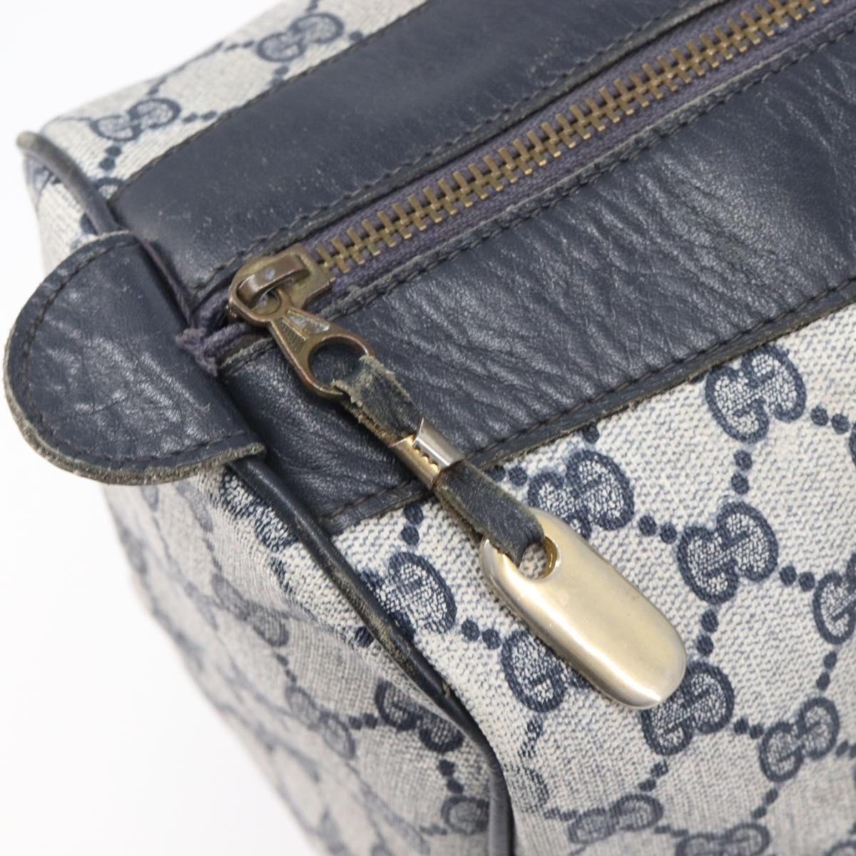 GUCCI GG Supreme Boston Bag PVC Navy Gold Auth ep16260