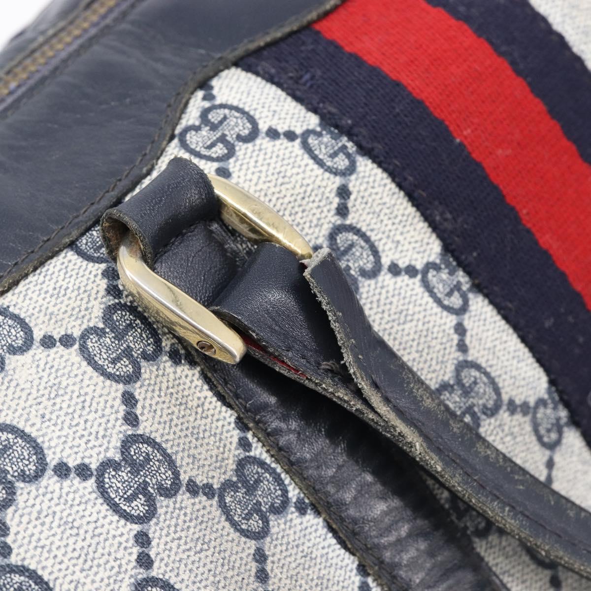 GUCCI GG Supreme Boston Bag PVC Navy Gold Auth ep16260