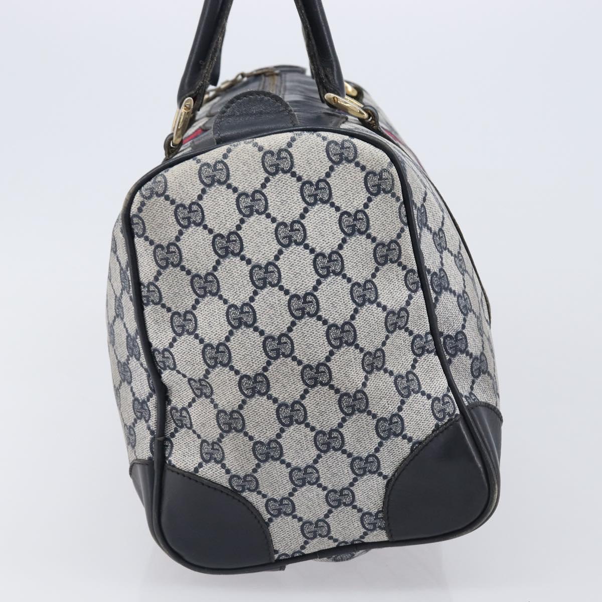 GUCCI GG Supreme Boston Bag PVC Navy Gold Auth ep16260