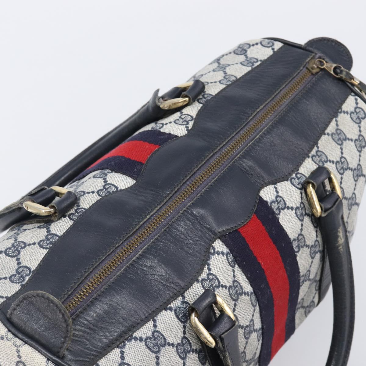 GUCCI GG Supreme Boston Bag PVC Navy Gold Auth ep16260